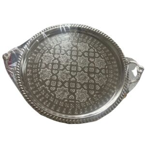 PLATEAU EN CUIVRE OVAL MAIN ET PIED 40 CM